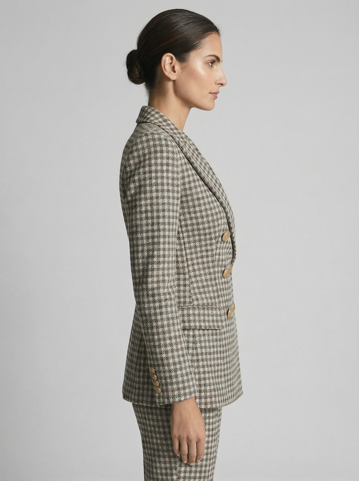 Claudia | Traje Mujer Chaqueta Cruzada Pantalón Cuadros
