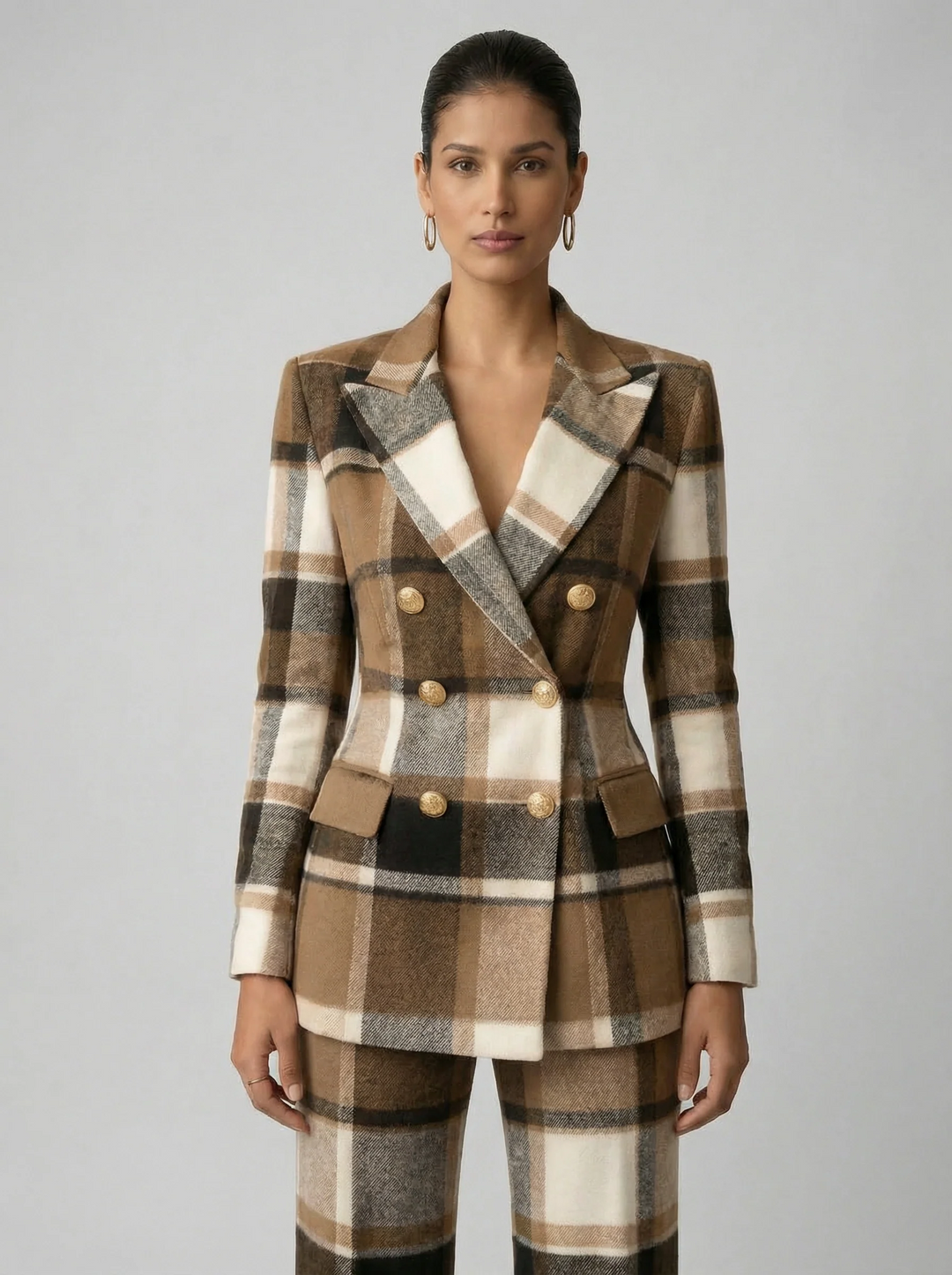 Claudia | Traje Mujer Chaqueta Cruzada Pantalón Cuadros