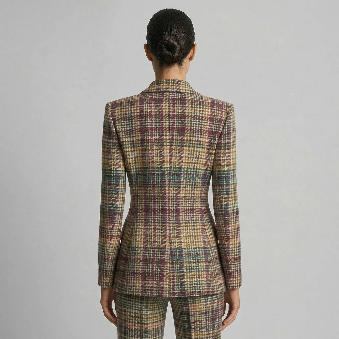 Claudia | Traje Mujer Chaqueta Cruzada Pantalón Cuadros