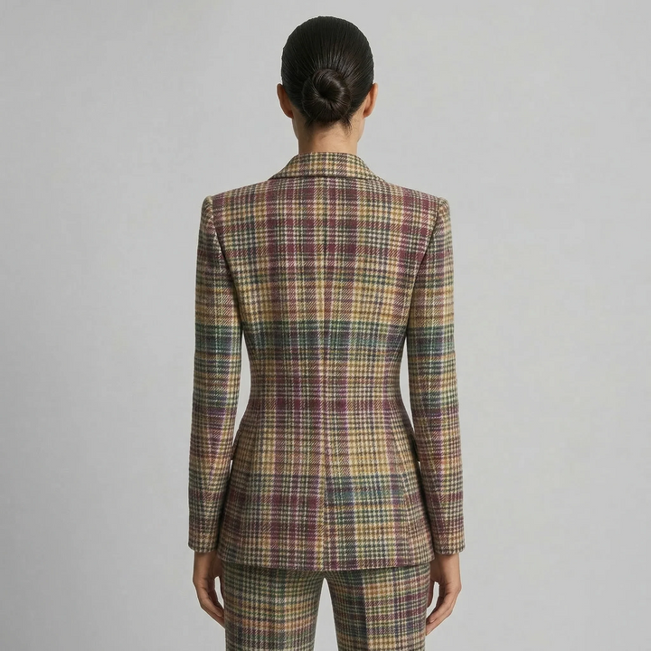 Claudia | Traje Mujer Chaqueta Cruzada Pantalón Cuadros