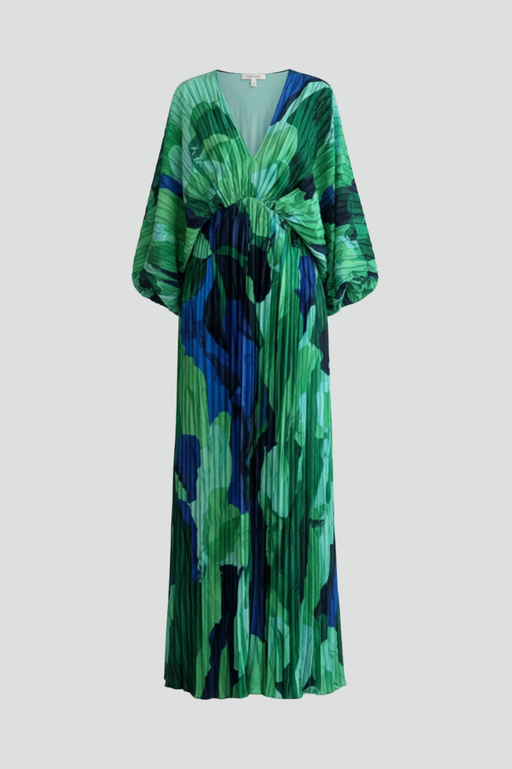 Claudia | Vestido Maxi Plisado Mujer Estampado Floral