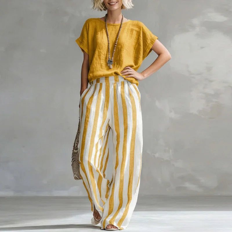 Cristina | Conjunto Blusa y Pantalones Mujer Rayas