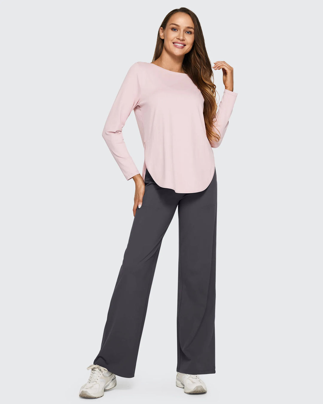 Cristina | Pantalones Mujer Tiro Alto Pierna Ancha con Bolsillos