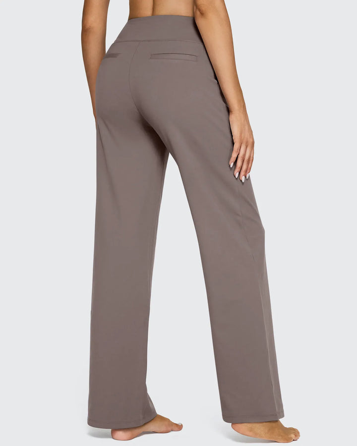 Cristina | Pantalones Mujer Tiro Alto Pierna Ancha con Bolsillos