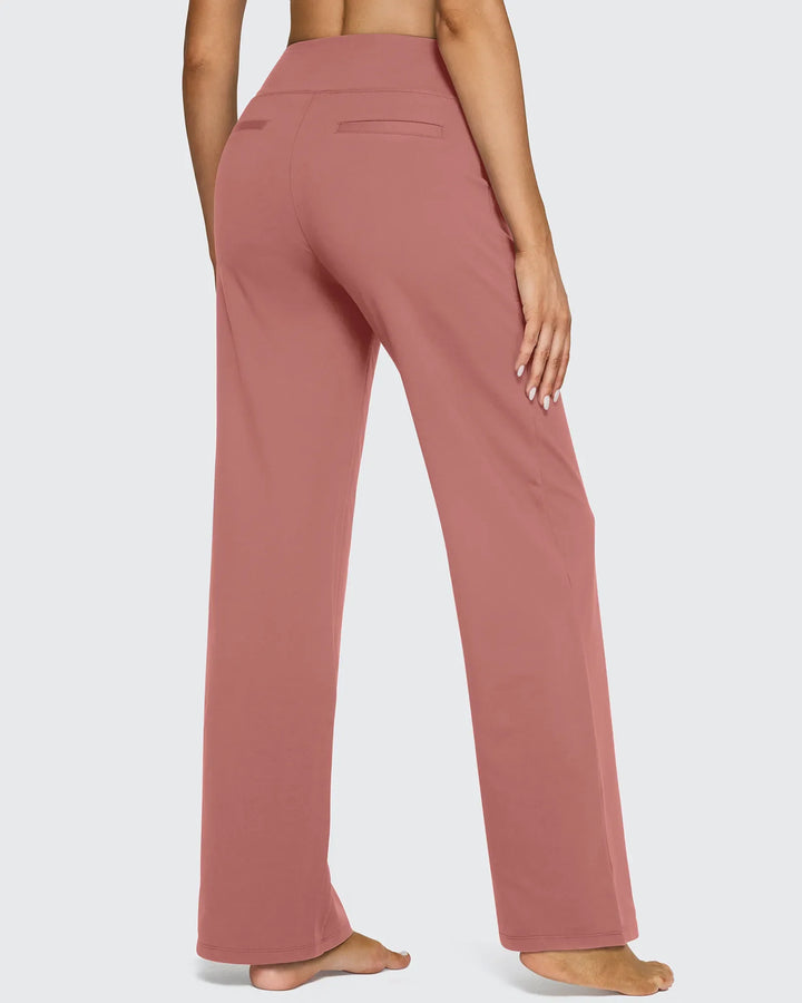 Cristina | Pantalones Mujer Tiro Alto Pierna Ancha con Bolsillos