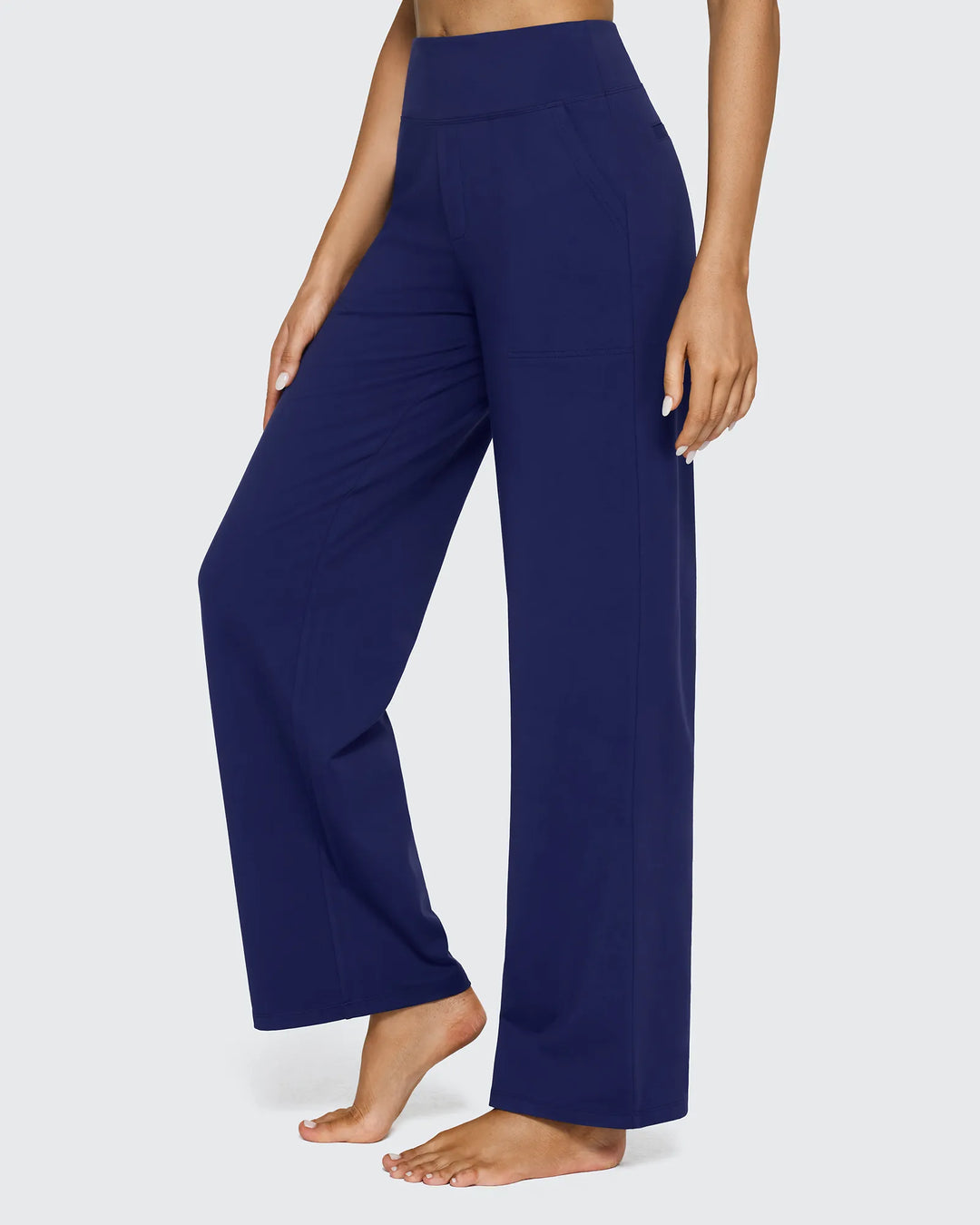 Cristina | Pantalones Mujer Tiro Alto Pierna Ancha con Bolsillos