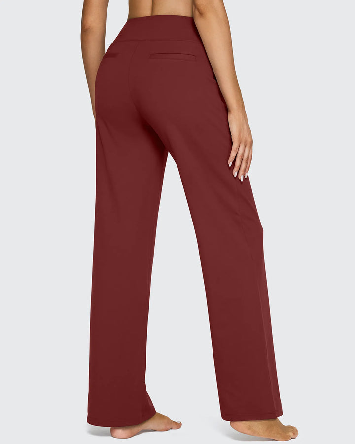 Cristina | Pantalones Mujer Tiro Alto Pierna Ancha con Bolsillos