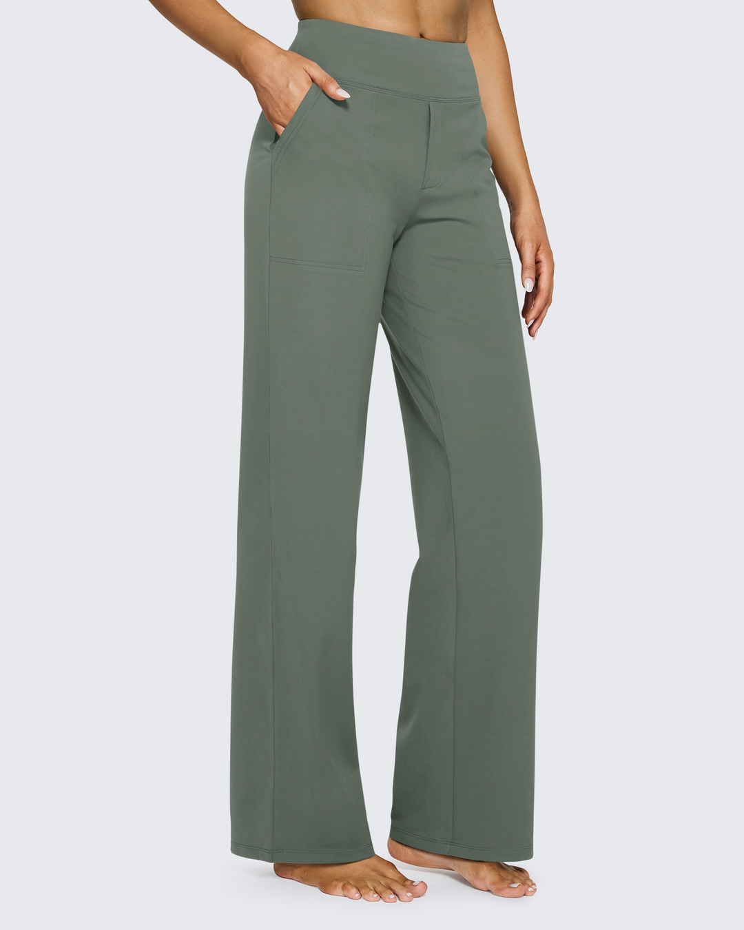 Cristina | Pantalones Mujer Tiro Alto Pierna Ancha con Bolsillos