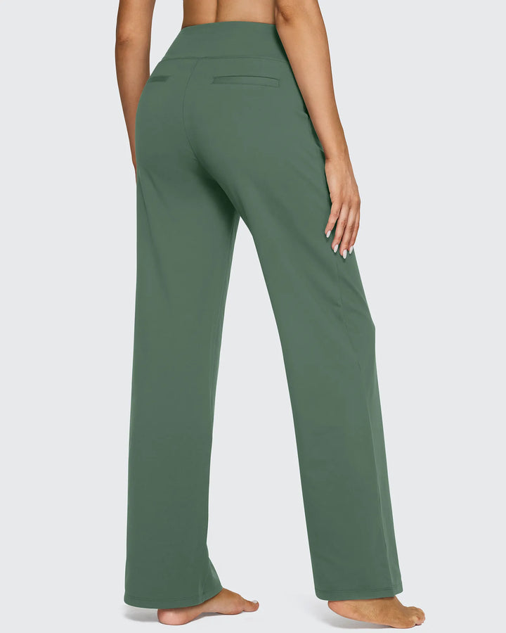 Cristina | Pantalones Mujer Tiro Alto Pierna Ancha con Bolsillos