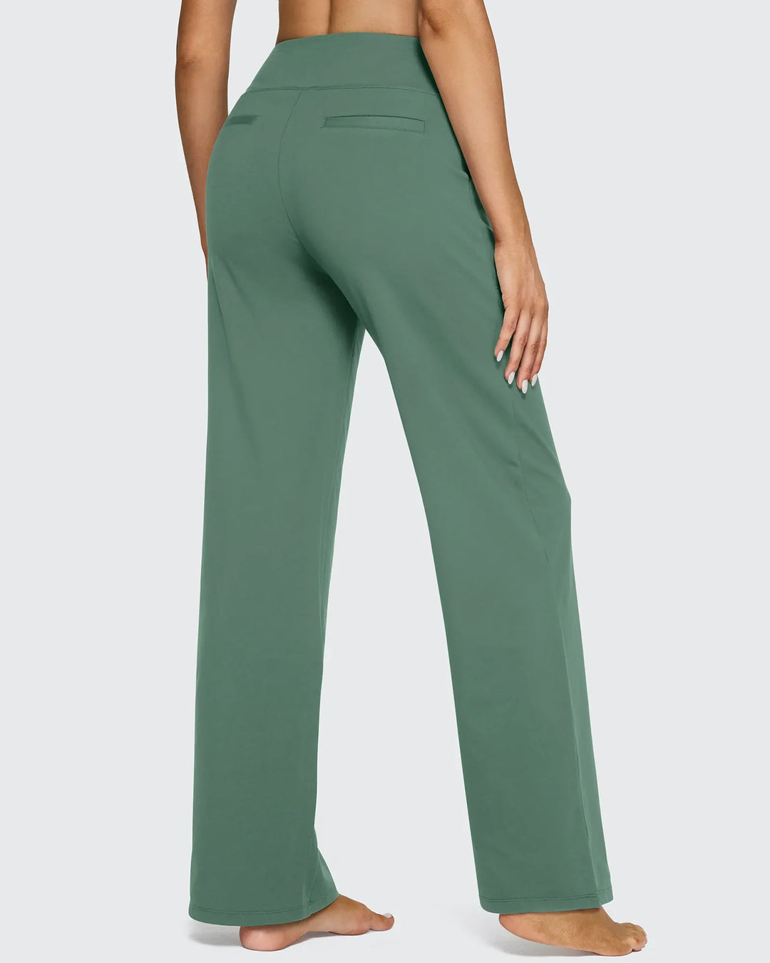 Cristina | Pantalones Mujer Tiro Alto Pierna Ancha con Bolsillos