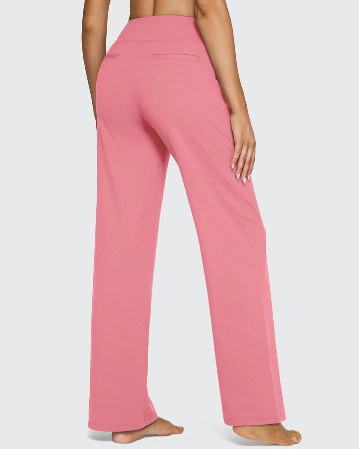 Cristina | Pantalones Mujer Tiro Alto Pierna Ancha con Bolsillos