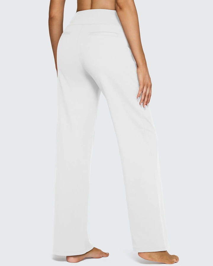 Cristina | Pantalones Mujer Tiro Alto Pierna Ancha con Bolsillos