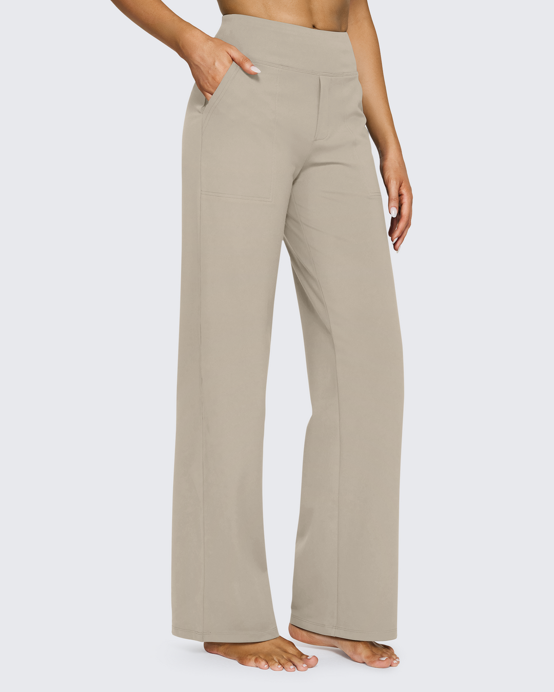 Cristina | Pantalones Mujer Tiro Alto Pierna Ancha con Bolsillos