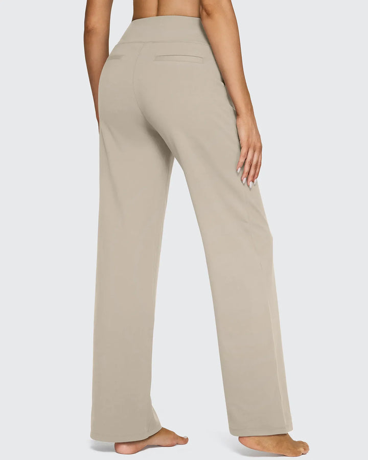 Cristina | Pantalones Mujer Tiro Alto Pierna Ancha con Bolsillos