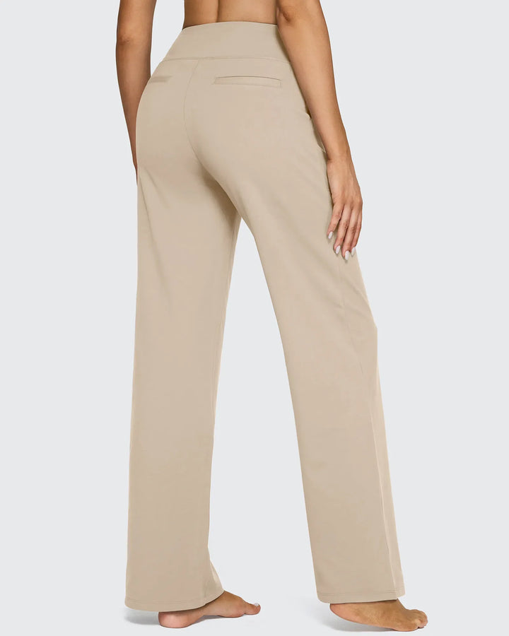 Cristina | Pantalones Mujer Tiro Alto Pierna Ancha con Bolsillos