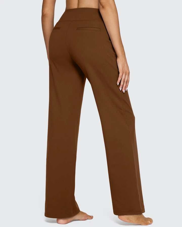 Cristina | Pantalones Mujer Tiro Alto Pierna Ancha con Bolsillos