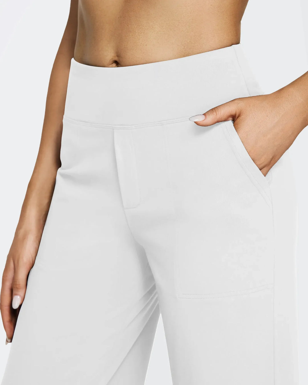 Cristina | Pantalones Mujer Tiro Alto Pierna Ancha con Bolsillos