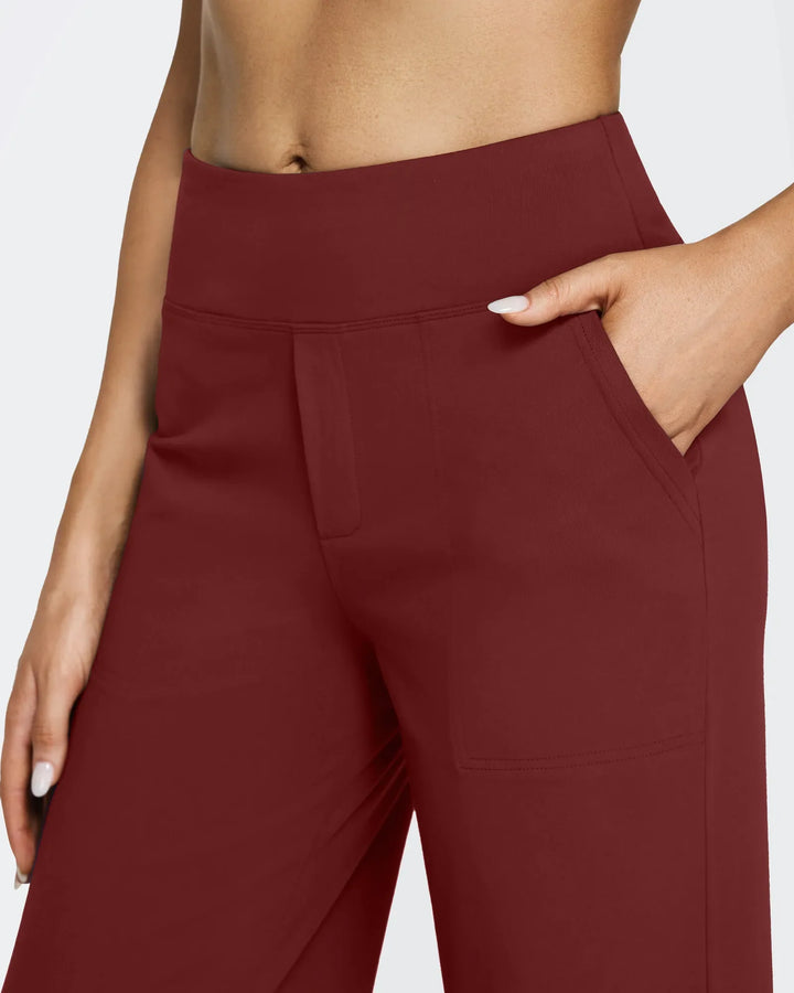 Cristina | Pantalones Mujer Tiro Alto Pierna Ancha con Bolsillos