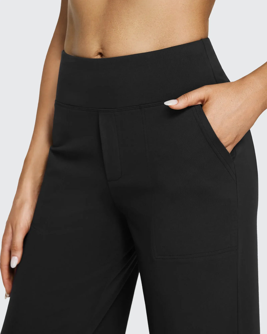Cristina | Pantalones Mujer Tiro Alto Pierna Ancha con Bolsillos