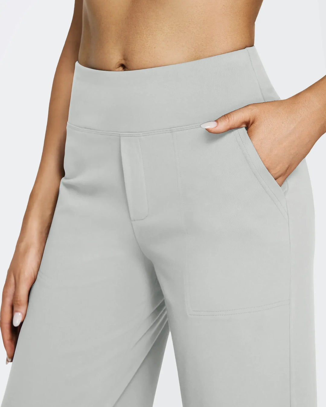 Cristina | Pantalones Mujer Tiro Alto Pierna Ancha con Bolsillos
