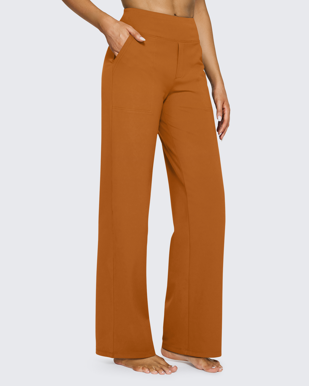 Cristina | Pantalones Mujer Tiro Alto Pierna Ancha con Bolsillos