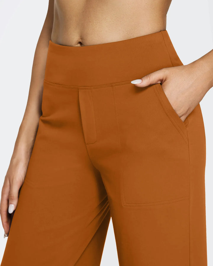 Cristina | Pantalones Mujer Tiro Alto Pierna Ancha con Bolsillos