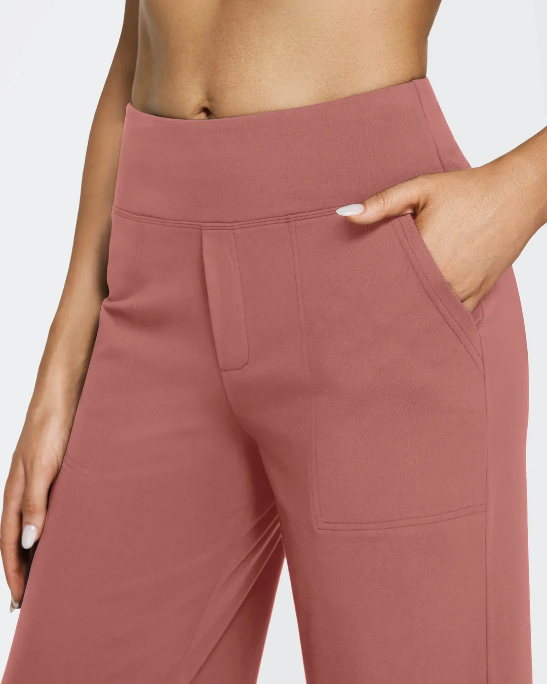 Cristina | Pantalones Mujer Tiro Alto Pierna Ancha con Bolsillos