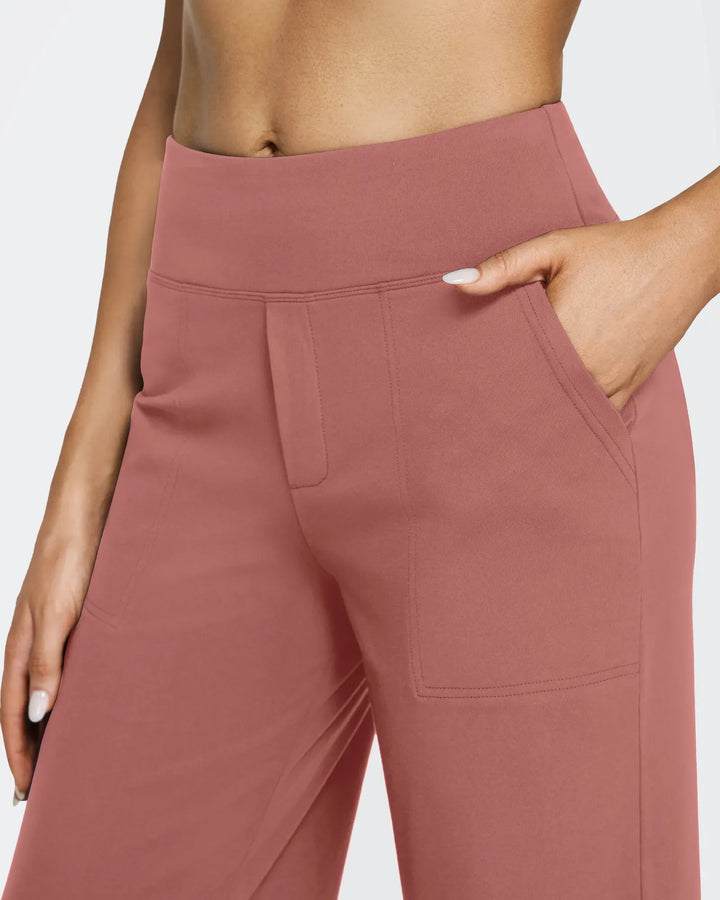 Cristina | Pantalones Mujer Tiro Alto Pierna Ancha con Bolsillos