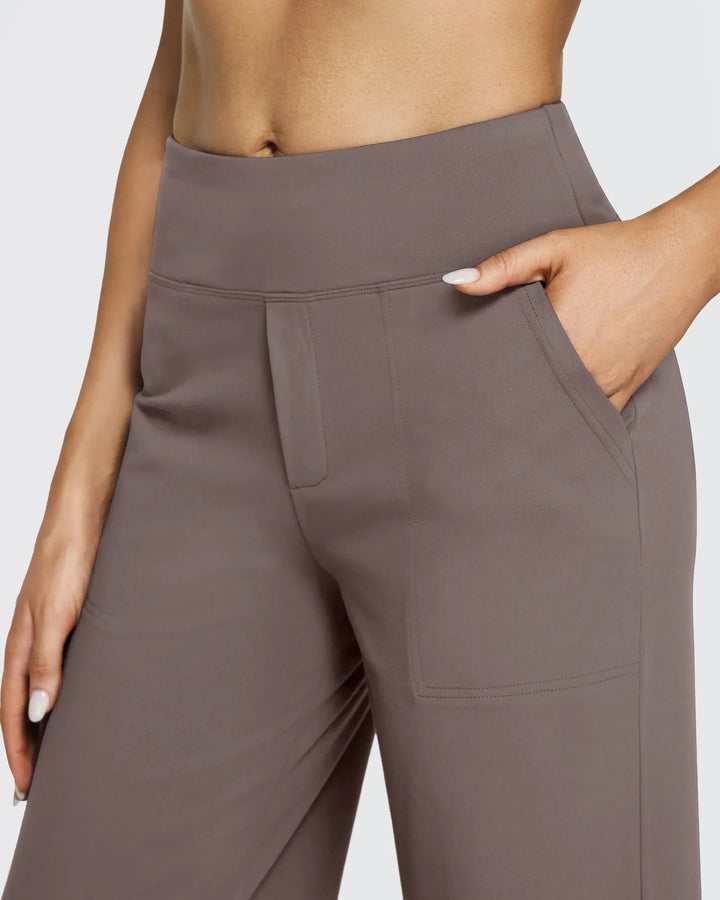 Cristina | Pantalones Mujer Tiro Alto Pierna Ancha con Bolsillos