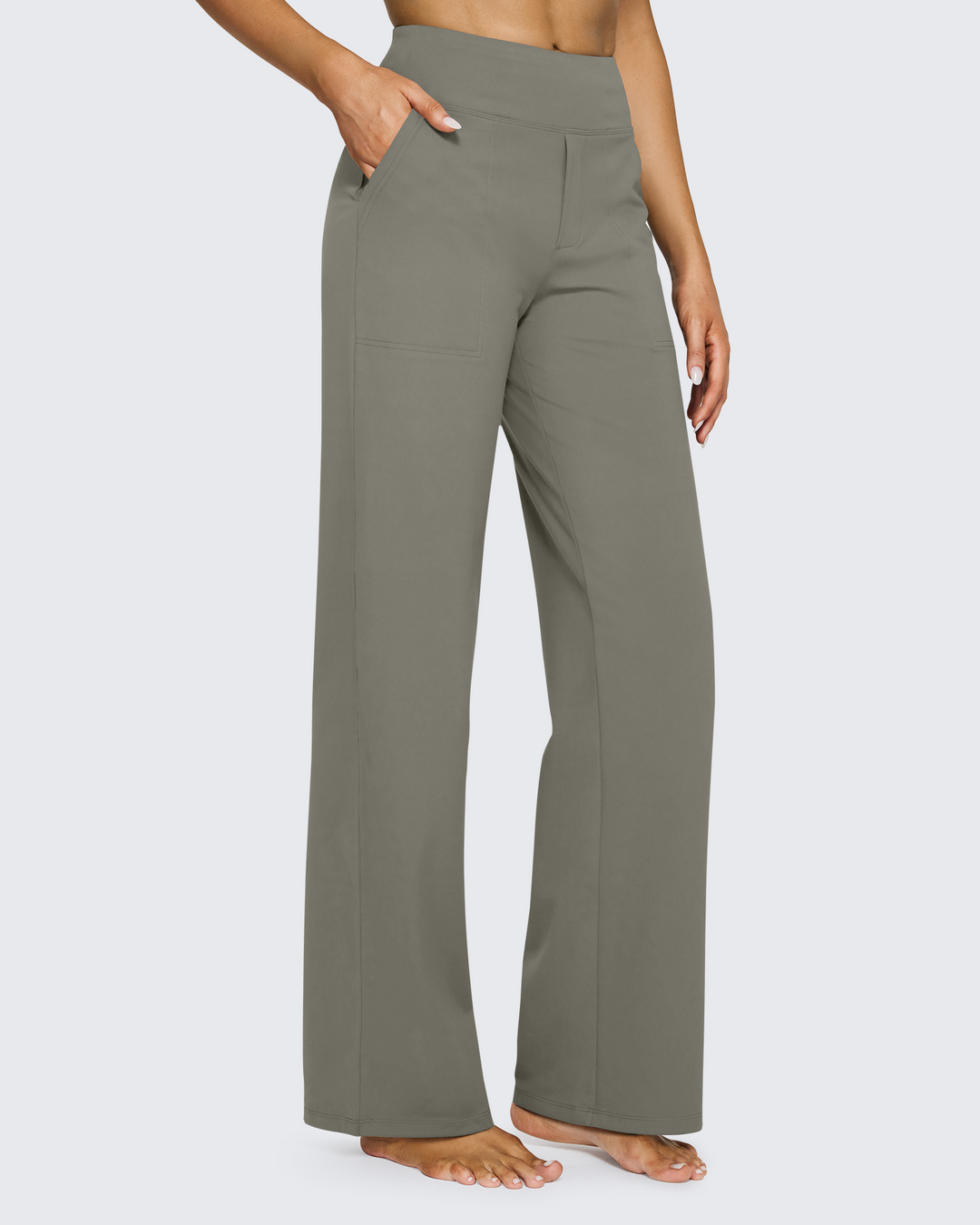Cristina | Pantalones Mujer Tiro Alto Pierna Ancha con Bolsillos