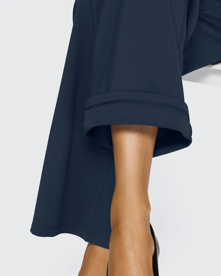 Cristina | Pantalones Mujer Tiro Alto Pierna Ancha con Bolsillos