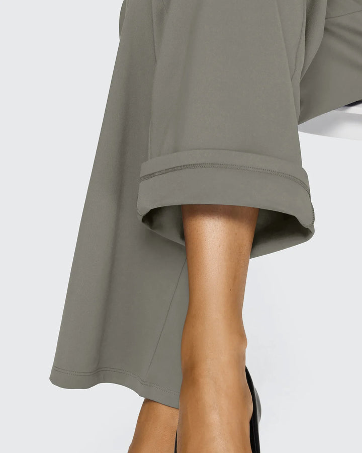 Cristina | Pantalones Mujer Tiro Alto Pierna Ancha con Bolsillos