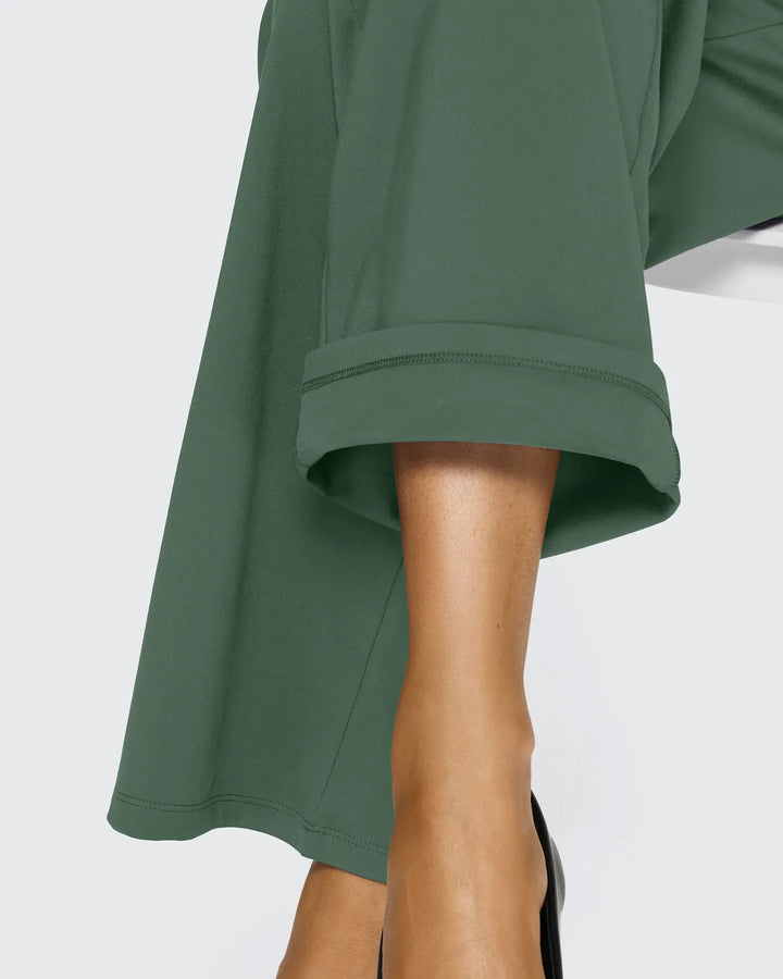 Cristina | Pantalones Mujer Tiro Alto Pierna Ancha con Bolsillos