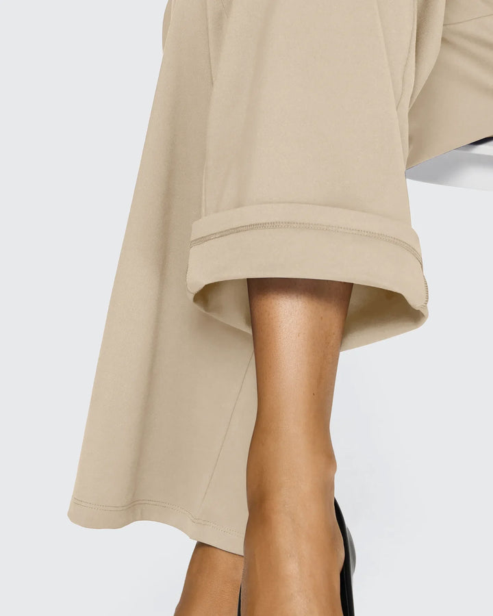 Cristina | Pantalones Mujer Tiro Alto Pierna Ancha con Bolsillos