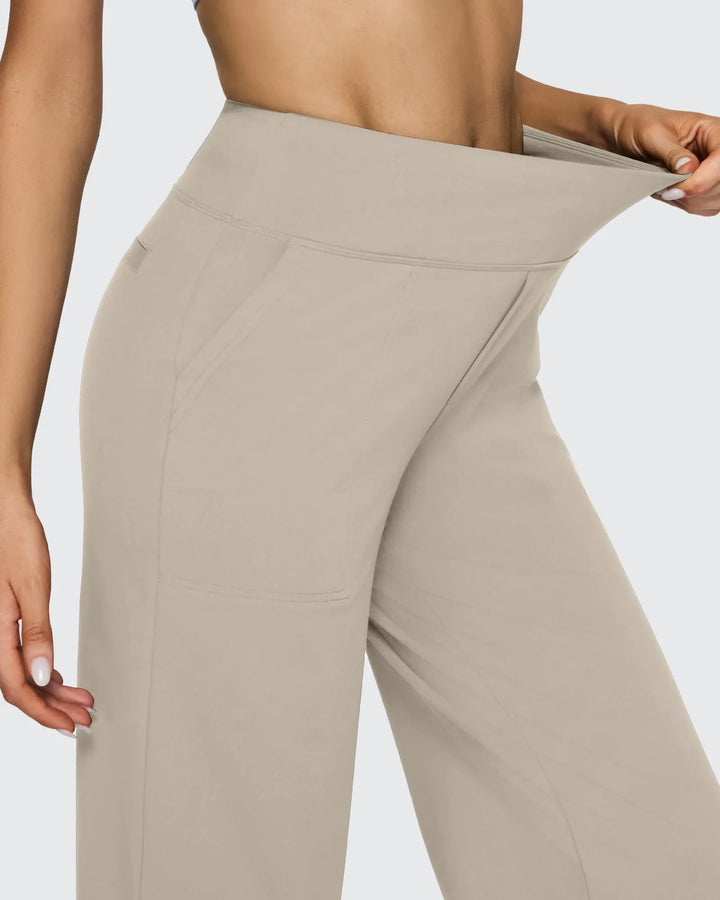 Cristina | Pantalones Mujer Tiro Alto Pierna Ancha con Bolsillos