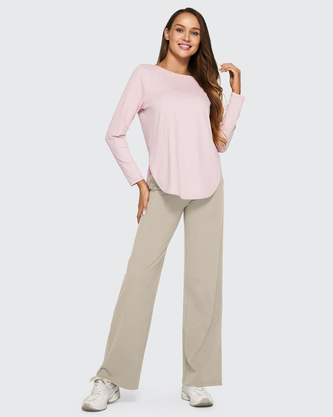 Cristina | Pantalones Mujer Tiro Alto Pierna Ancha con Bolsillos