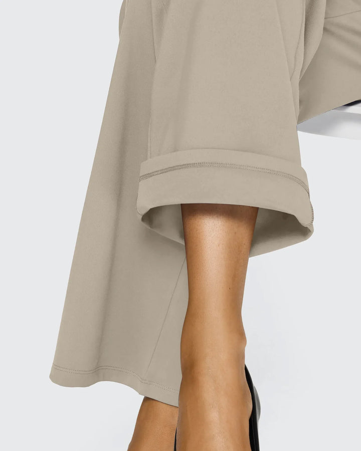 Cristina | Pantalones Mujer Tiro Alto Pierna Ancha con Bolsillos