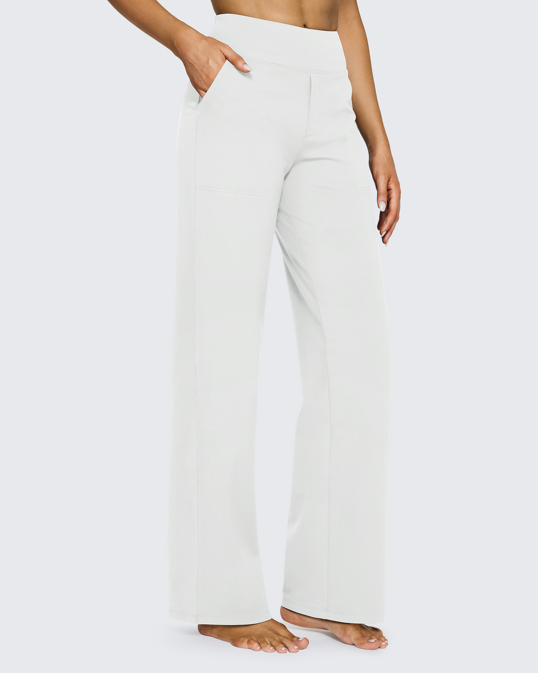 Cristina | Pantalones Mujer Tiro Alto Pierna Ancha con Bolsillos