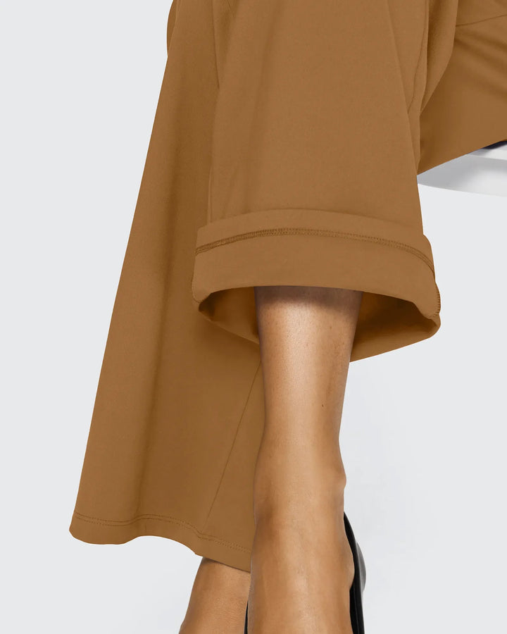 Cristina | Pantalones Mujer Tiro Alto Pierna Ancha con Bolsillos
