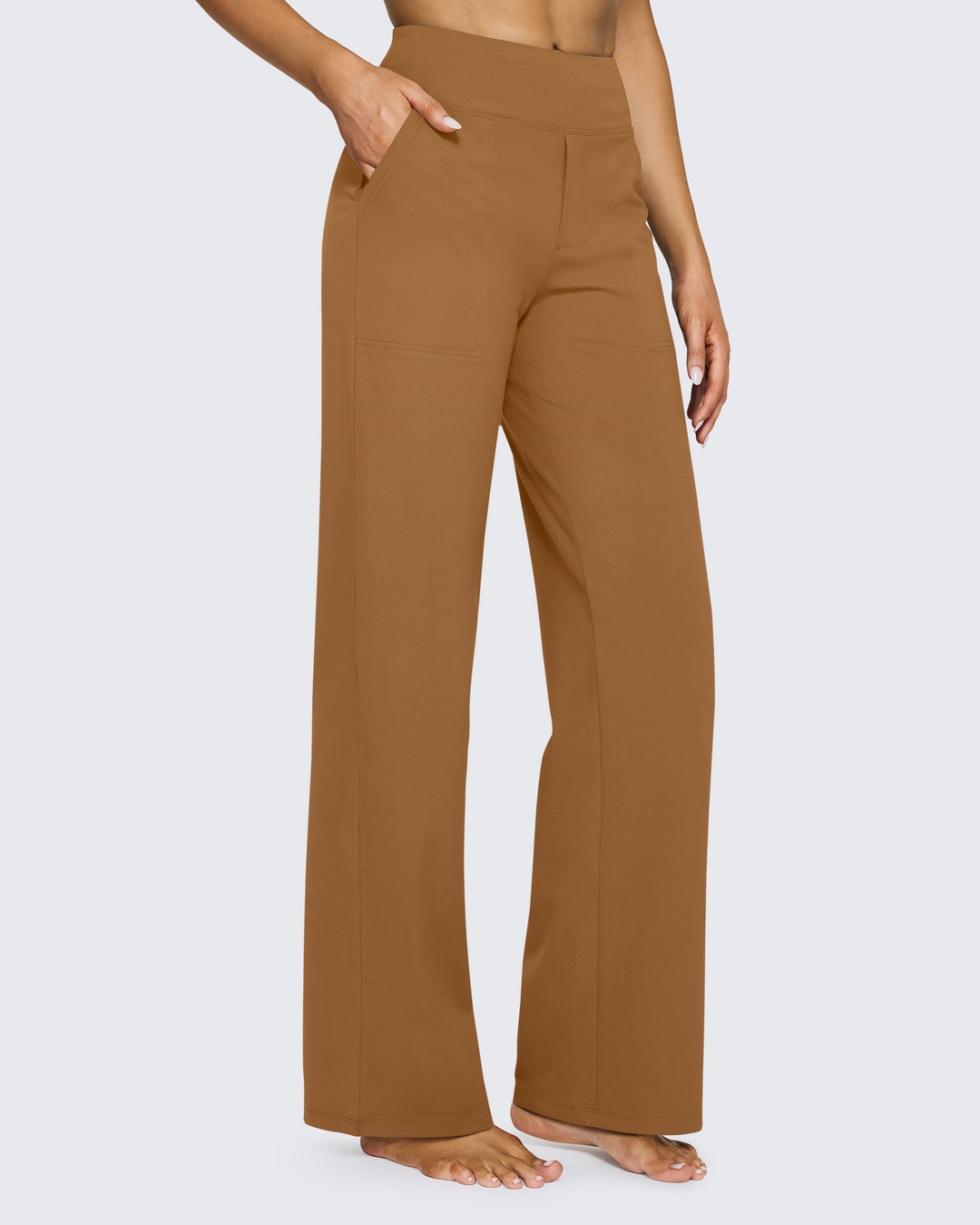 Cristina | Pantalones Mujer Tiro Alto Pierna Ancha con Bolsillos