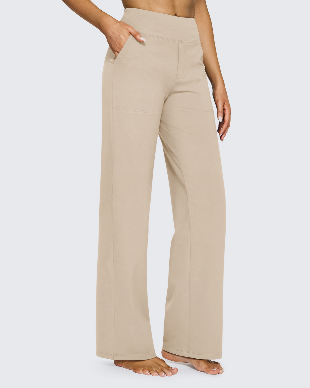 Cristina | Pantalones Mujer Tiro Alto Pierna Ancha con Bolsillos