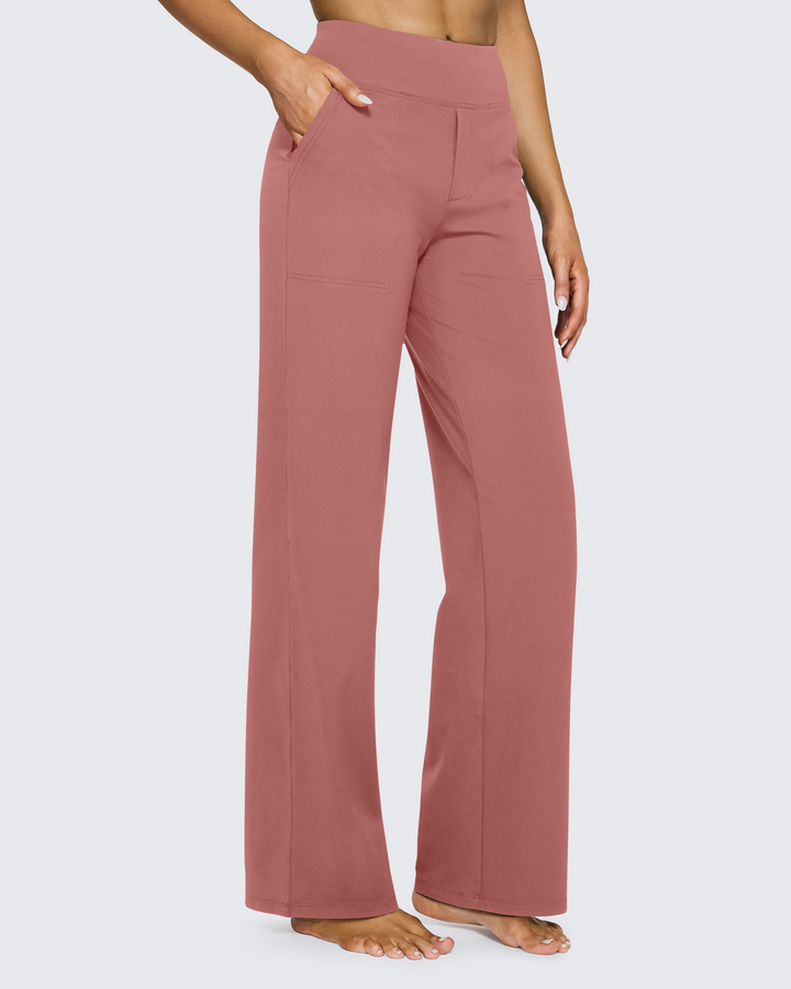 Cristina | Pantalones Mujer Tiro Alto Pierna Ancha con Bolsillos