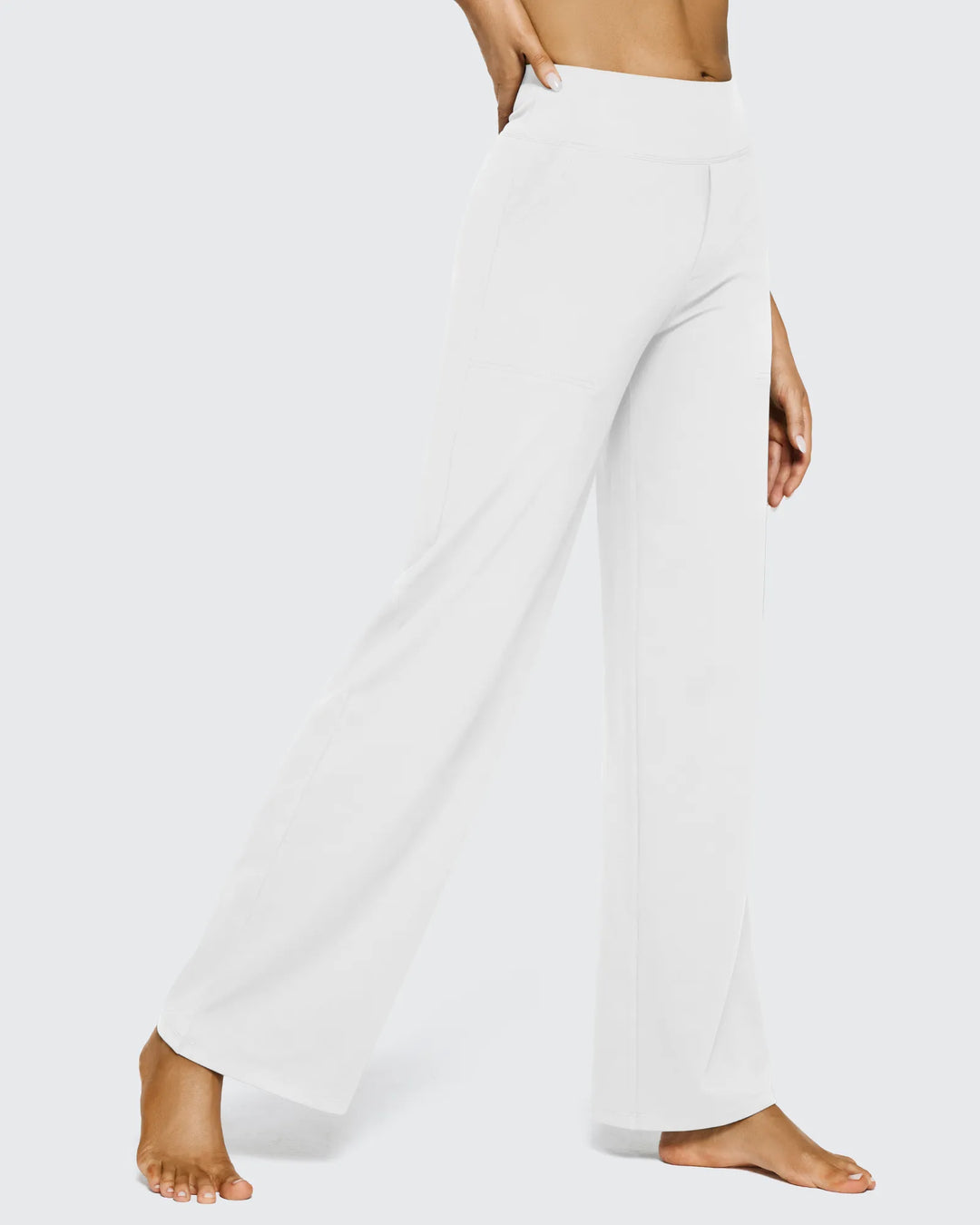 Cristina | Pantalones Mujer Tiro Alto Pierna Ancha con Bolsillos