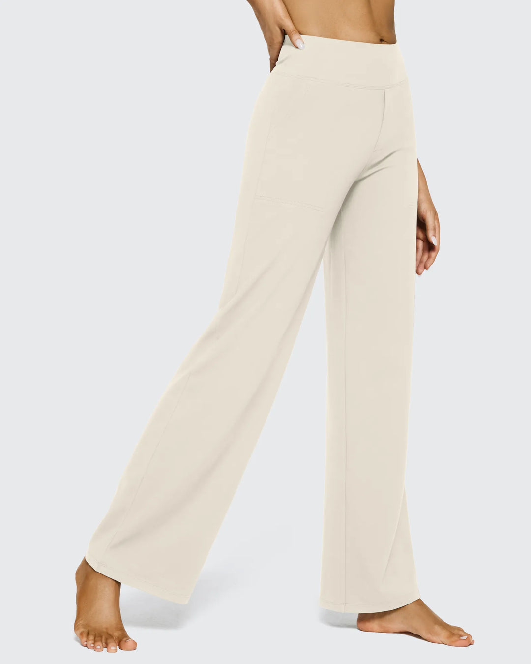 Cristina | Pantalones Mujer Tiro Alto Pierna Ancha con Bolsillos