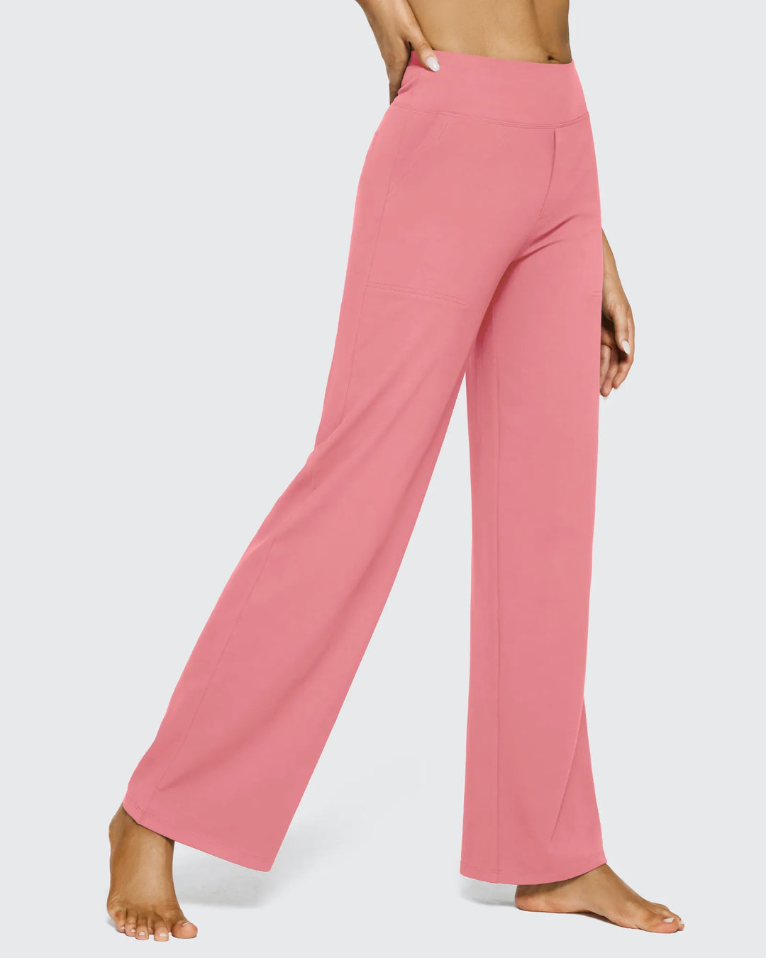 Cristina | Pantalones Mujer Tiro Alto Pierna Ancha con Bolsillos