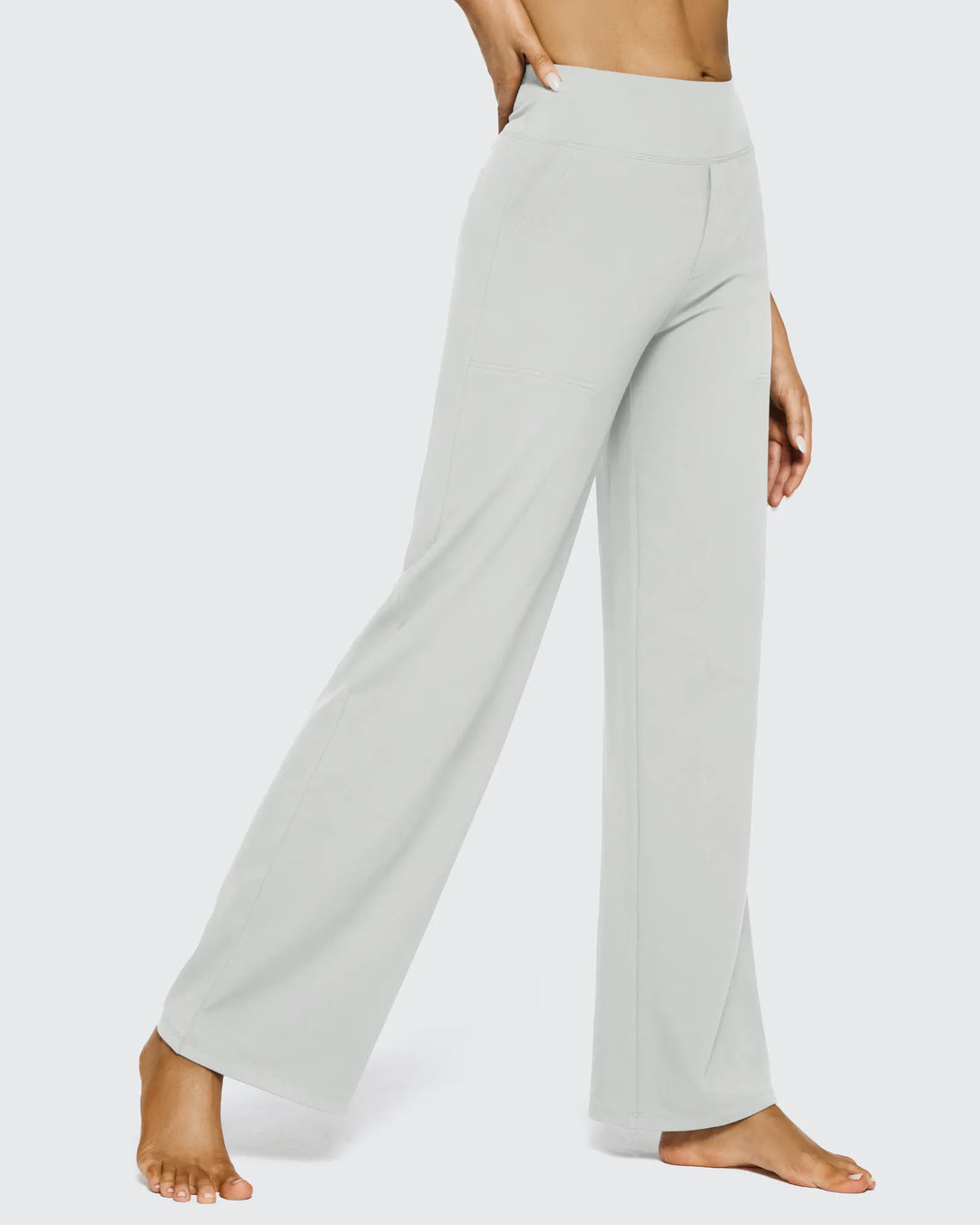Cristina | Pantalones Mujer Tiro Alto Pierna Ancha con Bolsillos