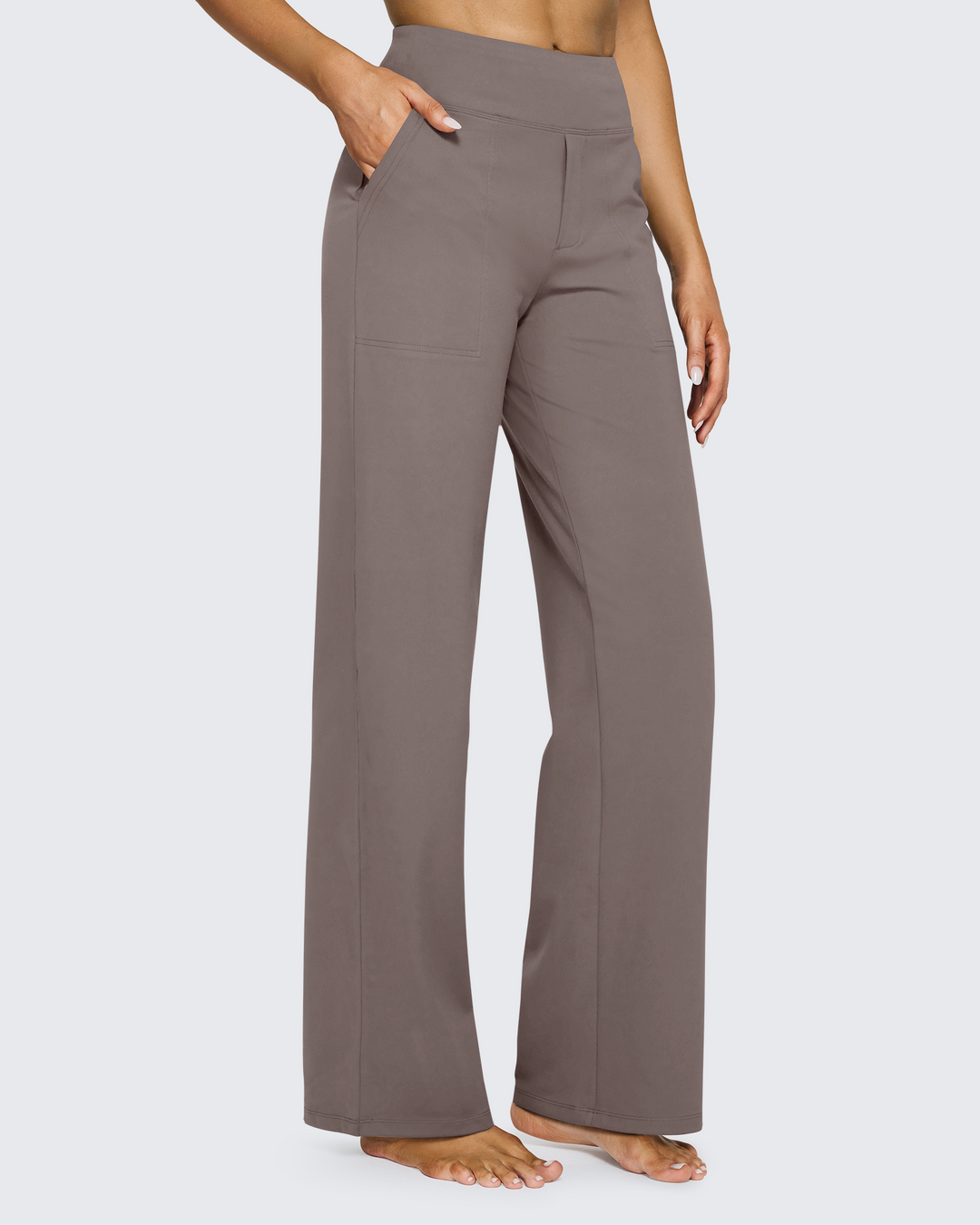 Cristina | Pantalones Mujer Tiro Alto Pierna Ancha con Bolsillos