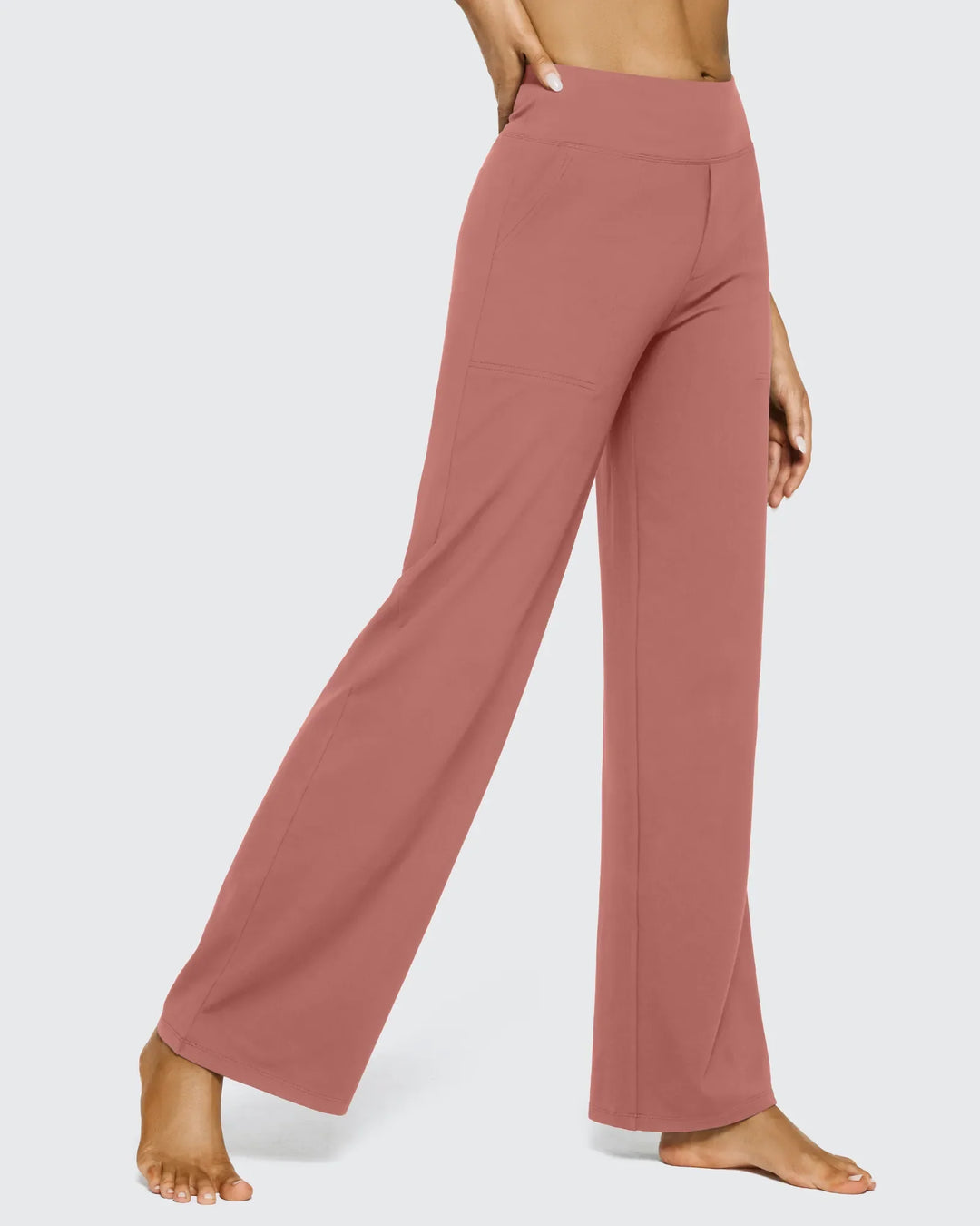 Cristina | Pantalones Mujer Tiro Alto Pierna Ancha con Bolsillos