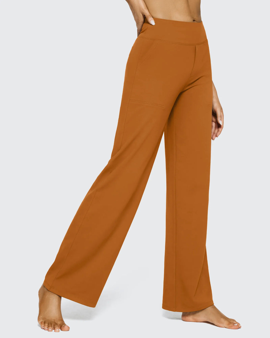 Cristina | Pantalones Mujer Tiro Alto Pierna Ancha con Bolsillos