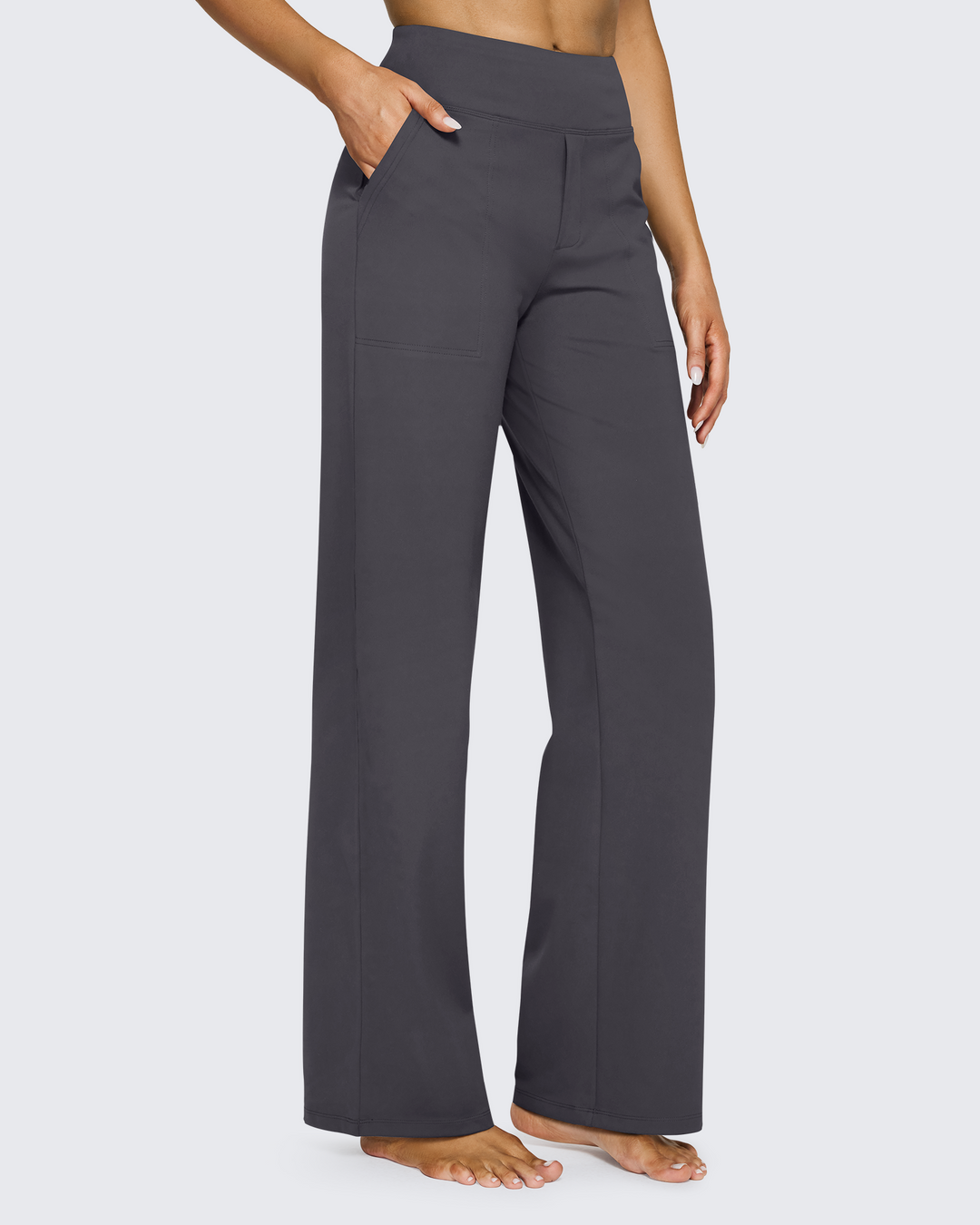 Cristina | Pantalones Mujer Tiro Alto Pierna Ancha con Bolsillos